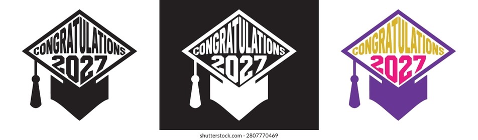 Class of 2027 Graduation Typography Graphic - School Senior Congratulations Eagle Emblem Shape - Academic Ceremony Graduate Cap Vector Template

Upgrade your commercial academic digital asset portfolio with this premium educational vector graphic celebrating student success milestones. This professional flat illustration showcases high-contrast typography layouts featuring Class of 2027 congrats script text, flying heraldic eagle wings enclosing congratulations 2027 lettering, and geometric diamond-shaped graduate mortarboard caps decorated with hanging academic tassels. The artwork features clean solid configurations and colorful outline variations structured perfectly for multi-purpose school projects.

Expertly engineered with sharp contours, this crisp school milestone graphic completely avoids complex 3D text effects, shadows, or messy overlapping paths. It is highly optimized for custom screen printing high school senior apparel, college graduation t-shirt lines, festive class reunion branding projects, academy graduation certificate designs, celebratory vinyl sticker printing, and print on demand digital layouts.