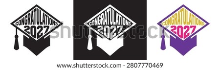 Class of 2027 Graduation Typography Graphic - School Senior Congratulations Eagle Emblem Shape - Academic Ceremony Graduate Cap Vector Template

Upgrade your commercial academic digital asset portfolio with this premium educational vector graphic celebrating student success milestones. This professional flat illustration showcases high-contrast typography layouts featuring Class of 2027 congrats script text, flying heraldic eagle wings enclosing congratulations 2027 lettering, and geometric diamond-shaped graduate mortarboard caps decorated with hanging academic tassels. The artwork features clean solid configurations and colorful outline variations structured perfectly for multi-purpose school projects.

Expertly engineered with sharp contours, this crisp school milestone graphic completely avoids complex 3D text effects, shadows, or messy overlapping paths. It is highly optimized for custom screen printing high school senior apparel, college graduation t-shirt lines, festive class reunion branding projects, academy graduation certificate designs, celebratory vinyl sticker printing, and print on demand digital layouts.