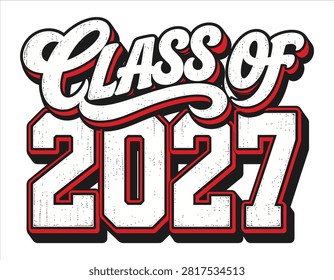 Class of 2027 Retro Script Graduation Typography Design