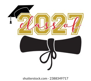 Clase De Camisetas De 2027, Camisetas De Clase Superior, Camisas Graduadas, Diciembre De Posgrado, Camisa De Secundaria, Camiseta Universitaria, Clase De 2024, Último Día De La Escuela, Cortar Archivo Para Cricut Y Silhouette