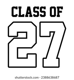 Class of 2027 typography design vector. Text for design, congratulation event, T-shirt, party, high school or college graduate. Editable class of 2027 typography design	