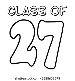 Class of 2027 typography design vector. Text for design, congratulation event, T-shirt, party, high school or college graduate. Editable class of 2027 typography design	