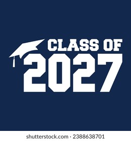 Class of 2027 typography design vector. Text for design, congratulation event, T-shirt, party, high school or college graduate. Editable class of 2027 typography design	