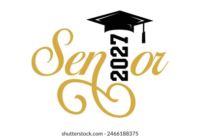 Class of 2027 typography design vector. Text for design, congratulation event, T-shirt, party, high school or college graduate. Editable class of 2027 typography design