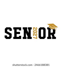 Class of 2027 typography design vector. Text for design, congratulation event, T-shirt, party, high school or college graduate. Editable class of 2027 typography design