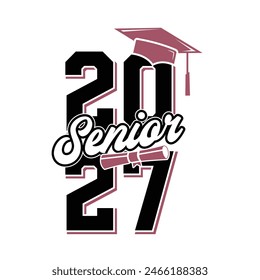 Class of 2027 typography design vector. Text for design, congratulation event, T-shirt, party, high school or college graduate. Editable class of 2027 typography design