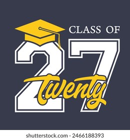 Class of 2027 typography design vector. Text for design, congratulation event, T-shirt, party, high school or college graduate. Editable class of 2027 typography design