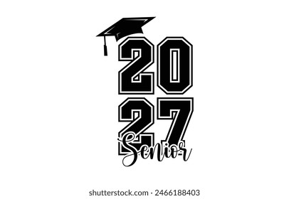 Class of 2027 typography design vector. Text for design, congratulation event, T-shirt, party, high school or college graduate. Editable class of 2027 typography design