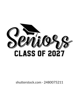 Class of 2027 typography design vector. Text for design, congratulation event, T-shirt, party, high school or college graduate. Editable class of 2027 typography design