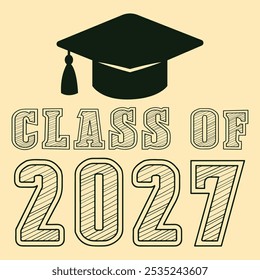 Classe de 2027 vetor de design tipográfico. Texto para design, evento de congratulação, camiseta, festa, ensino médio ou pós-graduação da faculdade. Classe editável de design tipográfico 2027