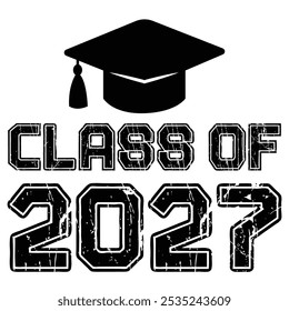 Classe de 2027 vetor de design tipográfico. Texto para design, evento de congratulação, camiseta, festa, ensino médio ou pós-graduação da faculdade. Classe editável de design tipográfico 2027