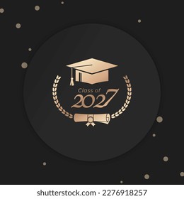Class of 2027 Year Graduation of Decorate Congratulation with Laurel Wreath for School Graduates