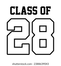 Class of 2028 typography design vector. Text for design, congratulation event, T-shirt, party, high school or college graduate. Editable class of 2028 typography design	