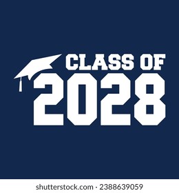 Class of 2028 typography design vector. Text for design, congratulation event, T-shirt, party, high school or college graduate. Editable class of 2028 typography design	