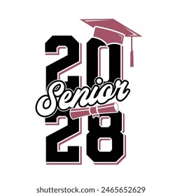 Class of 2028 typography design vector. Text for design, congratulation event, T-shirt, party, high school or college graduate. Editable class of 2028 typography	

