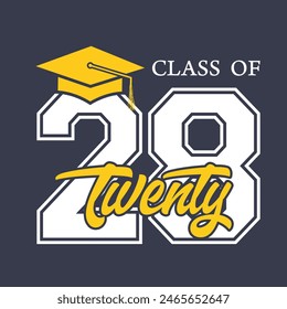 Class of 2028 typography design vector. Text for design, congratulation event, T-shirt, party, high school or college graduate. Editable class of 2028 typography	
