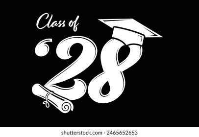 Class of 2028 typography design vector. Text for design, congratulation event, T-shirt, party, high school or college graduate. Editable class of 2028 typography	
