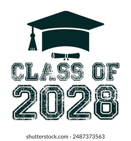 Class of 2028 typography design vector. Text for design, congratulation event, T-shirt, party, high school or college graduate. Editable class of 2028 typography design