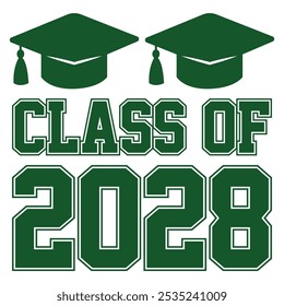 Classe de 2028 vetor de design tipográfico. Texto para design, evento de congratulação, camiseta, festa, ensino médio ou pós-graduação da faculdade. Classe editável da tipografia 2028