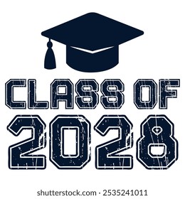 Classe de 2028 vetor de design tipográfico. Texto para design, evento de congratulação, camiseta, festa, ensino médio ou pós-graduação da faculdade. Classe editável da tipografia 2028