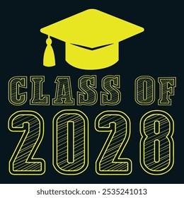 Classe de 2028 vetor de design tipográfico. Texto para design, evento de congratulação, camiseta, festa, ensino médio ou pós-graduação da faculdade. Classe editável da tipografia 2028