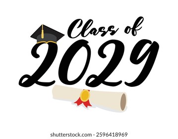 Class of 2029 Graduation PNG design and class of 2029 vector illustration with white background