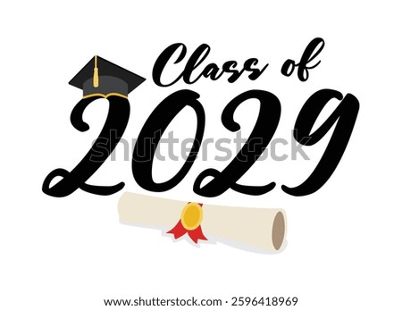 Class of 2029 Graduation PNG design and class of 2029 vector illustration with white background