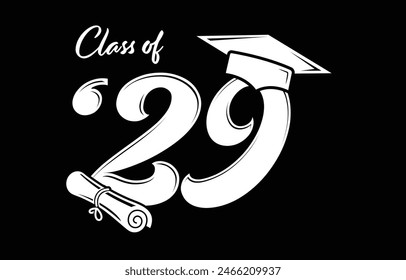 Class of 2029 typography design vector. Text for design, congratulation event, T-shirt, party, high school or college graduate. Editable class of 2029 typography	