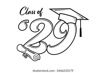 Class of 2029 typography design vector. Text for design, congratulation event, T-shirt, party, high school or college graduate. Editable class of 2029 typography	