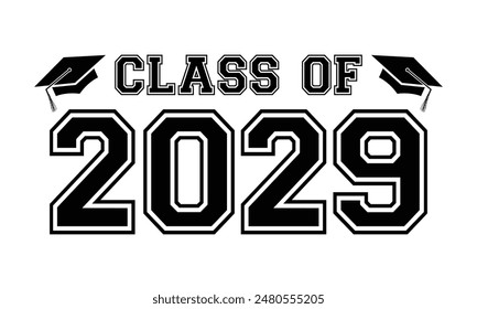 Class of 2029 typography design vector. Text for design, congratulation event, T-shirt, party, high school or college graduate. Editable class of 2029 typography	