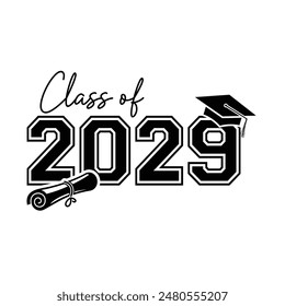 Class of 2029 typography design vector. Text for design, congratulation event, T-shirt, party, high school or college graduate. Editable class of 2029 typography	