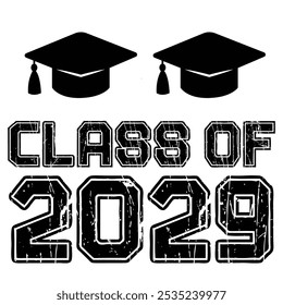 Classe de 2029 vetor de design de tipografia. Texto para design, evento de congratulação, camiseta, festa, ensino médio ou pós-graduação da faculdade. Classe editável da tipografia 2029