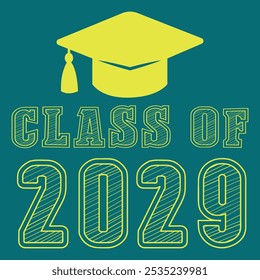 Classe de 2029 vetor de design de tipografia. Texto para design, evento de congratulação, camiseta, festa, ensino médio ou pós-graduação da faculdade. Classe editável da tipografia 2029