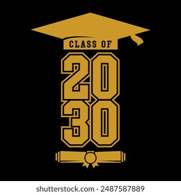 Class of 2030 design, College t-shirt design printable text vector	