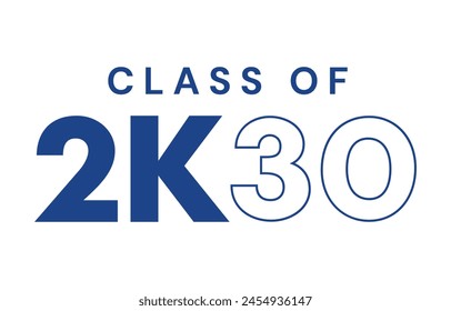 Class of 2030 typography design vector. Text for design, congratulation event, T-shirt, party, high school or college graduate. Editable class of 2030 typography design