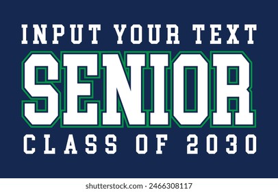Class of 2030 typography design vector. Text for design, congratulation event, T-shirt, party, high school or college graduate. Editable class of 2030 typography design