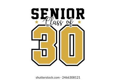 Class of 2030 typography design vector. Text for design, congratulation event, T-shirt, party, high school or college graduate. Editable class of 2030 typography design