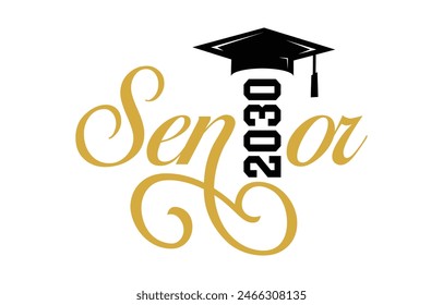 Class of 2030 typography design vector. Text for design, congratulation event, T-shirt, party, high school or college graduate. Editable class of 2030 typography design