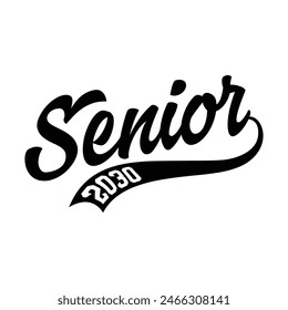 Class of 2030 typography design vector. Text for design, congratulation event, T-shirt, party, high school or college graduate. Editable class of 2030 typography design