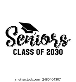 Class of 2030 typography design vector. Text for design, congratulation event, T-shirt, party, high school or college graduate. Editable class of 2030 typography design	