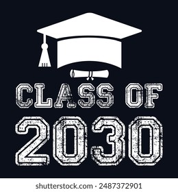 Class of 2030 typography design vector. Text for design, congratulation event, T-shirt, party, high school or college graduate. Editable class of 2030 typography design