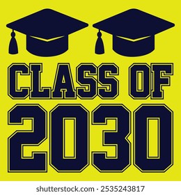 Class of 2030 typography design vector. Text for design, congratulation event, T-shirt, party, high school or college graduate. Editable class of 2030 typography design