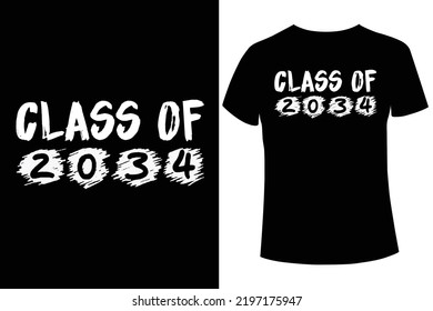 Class of 2034.
Back to school  t-shirt design vector template