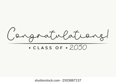 Class of 2050. Stylized calligraphic inscription Class of 2050. in one line.
