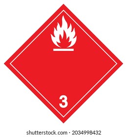 Klasse 3 Symbol für entzündbare Flüssigkeiten, Vektorgrafik, einzeln auf weißem Hintergrund - Etikett .EPS10