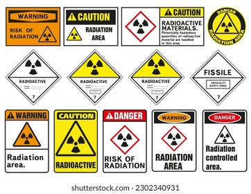 Class 6 danger vector signs. Radiation and biohazard sign, toxicity sign and poison sign. Vector graphics.