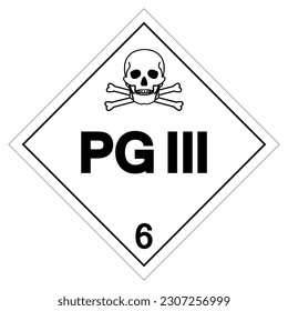 Class 6 PG III Label Symbol Sign ,Vector Illustration, Isolate On White Background Label .EPS10