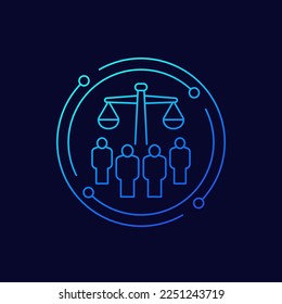 class action icon, collective legal case linear design