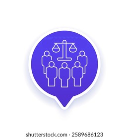 class action lawsuit line icon, collective legal case