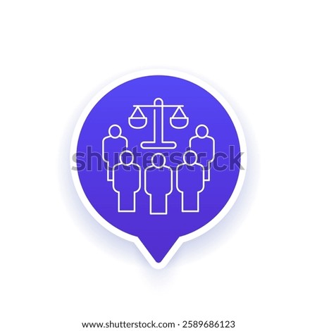 class action lawsuit line icon, collective legal case